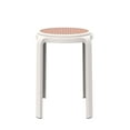 thumbnail image 4 of LeisureMod Tresse Round Plastic Dining Stool, Mid-Century Modern Stackable Accent Stool with Wicker Top for Kitchen and Dining Room (White), 4 of 6