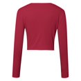 thumbnail image 7 of TYGHBN Women's Round Neck Long Sleeve Knit Ribbed Fitted Crop Top Casual Basic Shirts Women Compression Long Sleeve Shirt Spandex Long Sleeve Shirt Women's Tee Shirts Tech Apparel Women Long Sleeve, 7 of 7