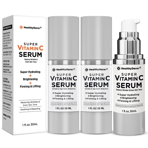 Suero súper vitamina C para mujeres mayores de 70 años: Niacinamida Vitamina C Péptidos de ácido hialurónico Vitamina E Cafeína Bakuchiol Hidratante Levantamiento Reducción de arrugas y manchas de la
