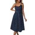 thumbnail image 1 of MAWCLOS Robe d'Été de Plage pour Femme, Col Rond, Longue, Imprimé Floral, Robes Maxi Décontractées, Caftan Sans Manches, Bleu Foncé, S, 1 of 5