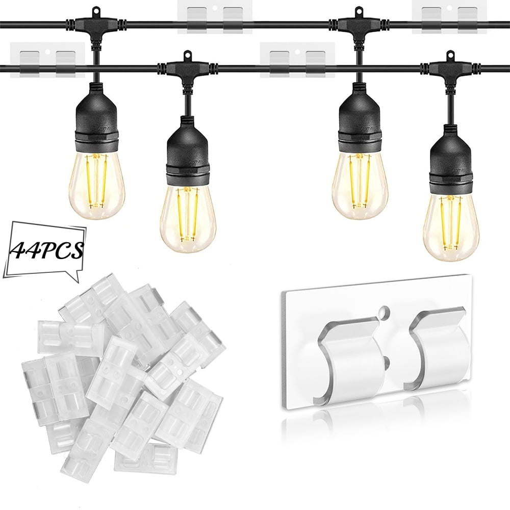 44 Pcs Outdoor Light Clips, Trianu Large Outdoor Adhesive Hooks for