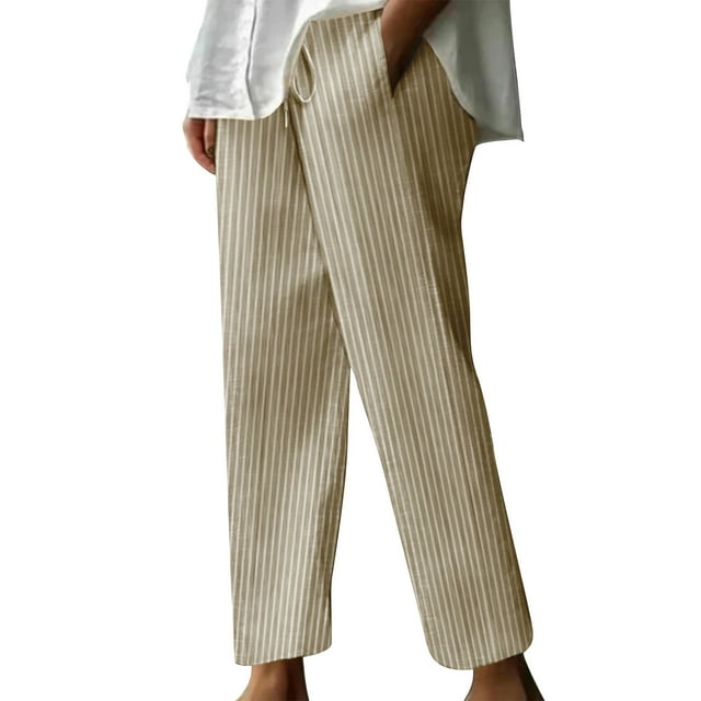 FNFYFH Clearance Plus Size Comfortable Ladies Linen Trousers Loose