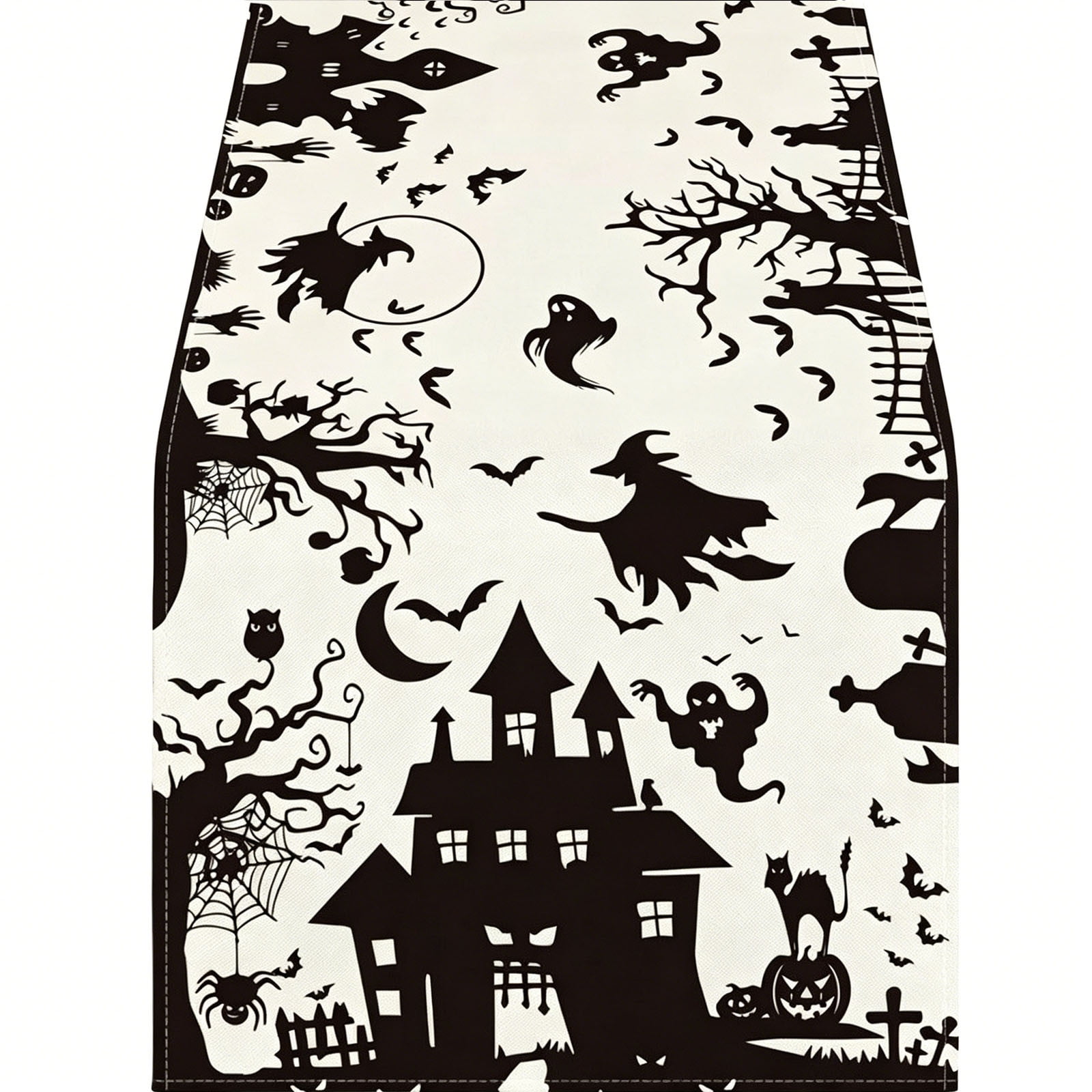 Halloween Ghost Table Runner Halloween Spooky Linen Table Runners Decoration for Dining Room Party Kitchen Home Decor 13 x72