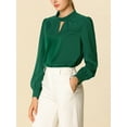 thumbnail image 2 of INSPIRE CHIC Blouse à Boutons pour Femmes à Col Montant avec Goutte d'Eau, Dos Plissé, 2 of 6