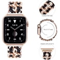 thumbnail image 2 of Cadena Dorada Cuero Negro Oro Rosa, Correa de Metal de Doble Fila para Mujer Compatible con Apple Watch 42 mm 44 mm 45 mm, Correa de Acero Inoxidable iWatch Series 8/7/6/5/4/3/2/1/SE (2022/2020), 2 of 5