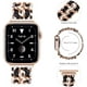 thumbnail image 2 of Cadena Dorada Cuero Negro Oro Rosa, Correa de Metal de Doble Fila para Mujer Compatible con Apple Watch 42 mm 44 mm 45 mm, Correa de Acero Inoxidable iWatch Series 8/7/6/5/4/3/2/1/SE (2022/2020), 2 of 5
