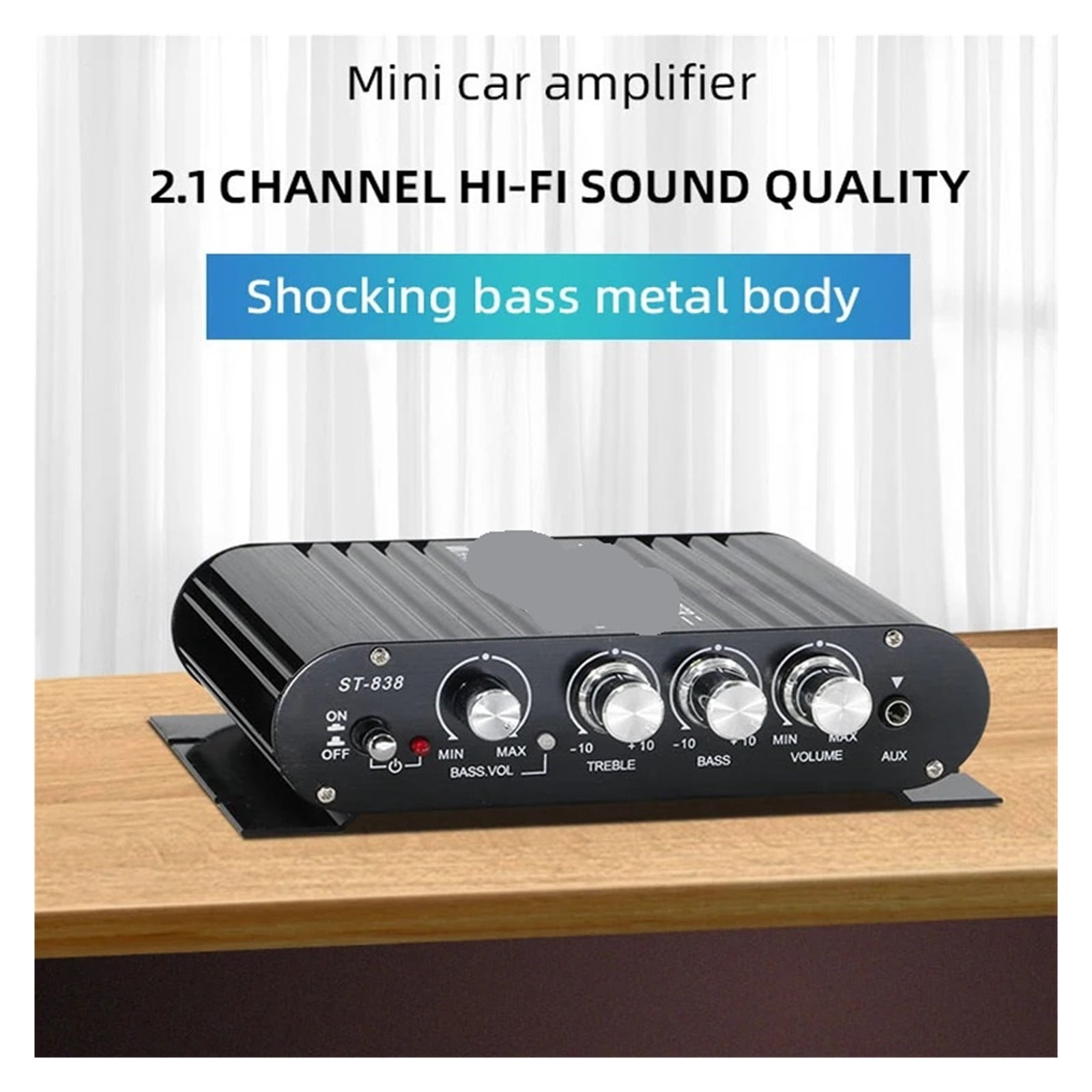 HiFi 2.1 Channel Amplifier Stereo Treble and Subwoofer Adjustment Bass Sound Amplifier ,Multi Modes