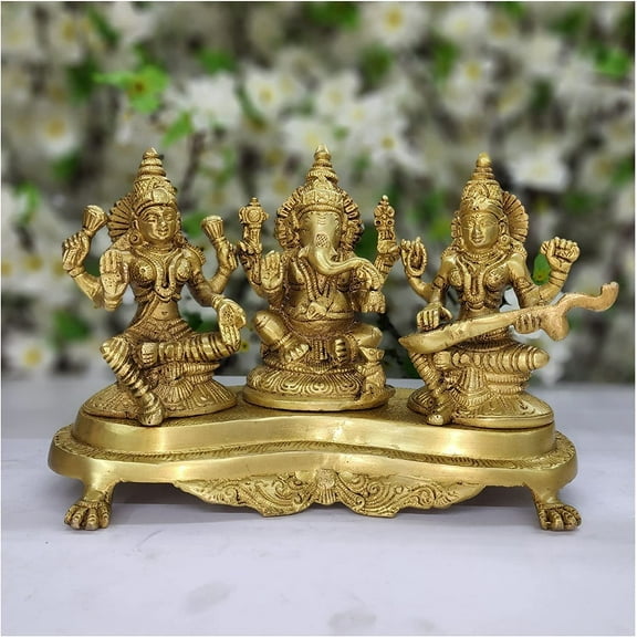 Lakshmi Ganesh Saraswati Statues for Home Temple Hindu Gods of Good Luck Wealth Wisdom Arts Statue Lord Ganesha Indian Idols Pooja Room Decor - AtoZ India Cart