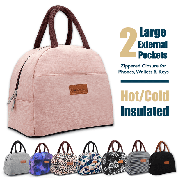 ComfiTime Bolsa de Almuerzo Térmica para Mujeres, Gran Capacidad de 8 L o 14 Latas, Linda Bolsa para Trabajo, Escuela, Bolsillo Adicional con Cremallera para Billetera y Teléfono