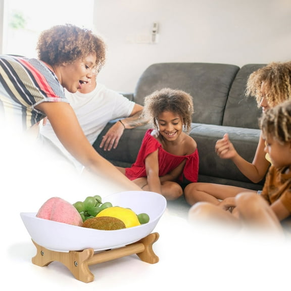 Tiitstoy Fruit Basket for Kitchen Counter, with Wood Holder, 3/2/1 Tiered Large Capacity Fruit Basket Oval Tiered Fruit Bowl Set for Kitchen Counter, Parties, Gatherings, Restaurant, Family Events