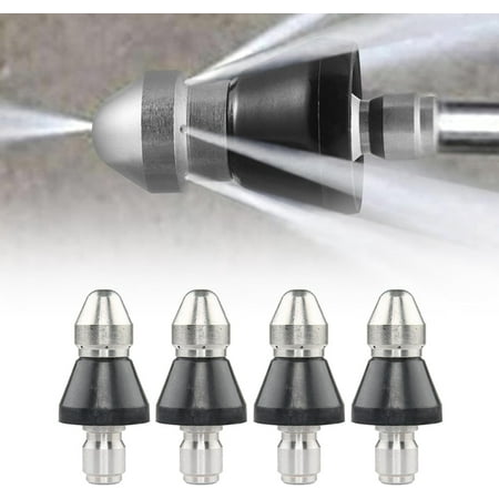 HARPI Stainless steel Washer Sewer Spout Nozzle 1/4 Inch Cleaning Sprayer Pipe Unclog Cleaning Accessories for Lawn and Garden 4x cleaning nozzles P