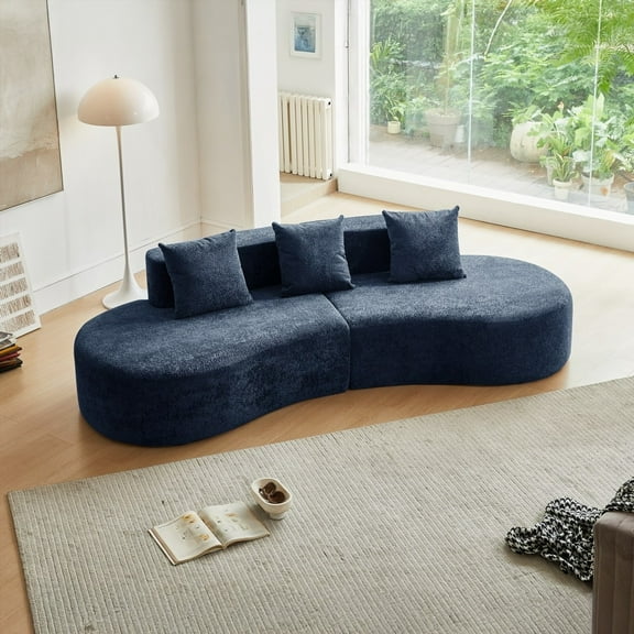 Modern Curved Velvet 5-Seater Sofa 109"*40.55"*26.77" for Living Room, Comfortable and Stylish