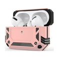 thumbnail image 2 of Dteck Shockproof Case for AirPods Pro, Compatible Wireless Charging, Hybrid Rugged Full Body Hard Shell Case with Metal Keychain, Front LED Visible, Rosegold, 2 of 7