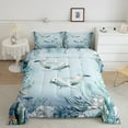 thumbnail image 2 of Ursine Seal Comforter Set Teal Blue Ocean Beach Coastal Queen Bedding Comforter Sets ,Starfish Octopus Tentacles Quilt Underwater Creature Coral Duvet Insert, 2 of 5