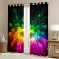 thumbnail image 2 of Erosebridal Futuristic Cubes Curtains for Living Room,Geometric Plaid 30%-50% Blackout Curtains Set of 2 (38x45),Grid Checkerd Curtains and Drapes (38x45),Gradient Bedroom Decoration, 2 of 6