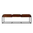 thumbnail image 5 of Beaumont Lane Transitional 62"W Leather and Iron Accent Bench in Brown, 5 of 5