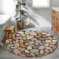 thumbnail image 3 of Cobblestones Round Area Rug 3Ft Washable Small Circle Rugs for Kitchen Entryway, Gravel Rock Natural Stones Pattern Art Non-Slip Carpet Floor Mats Indoor Outdoor Carpet Runner Aesthetic Home Decor, 3 of 8