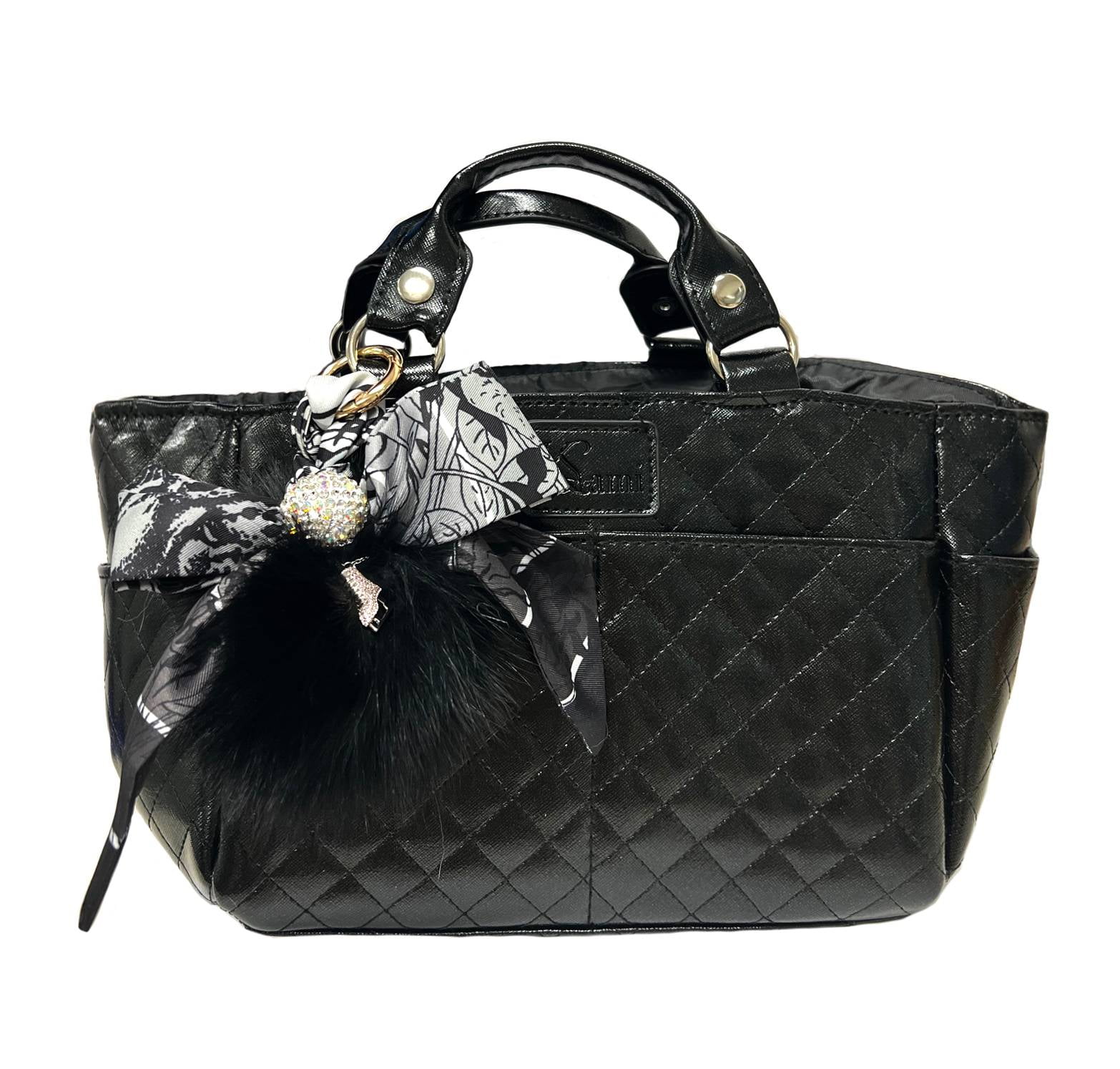 KamiSo Ice Skating Rink Tote (Black) with Bow Keychain (Black