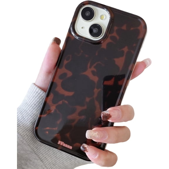 Compatible with iPhone 13 Case, Tortoise Shell Phone Case, Cute Amber Leopard Slim Shockproof Protective Phone Cover for Women Girls - Color 1