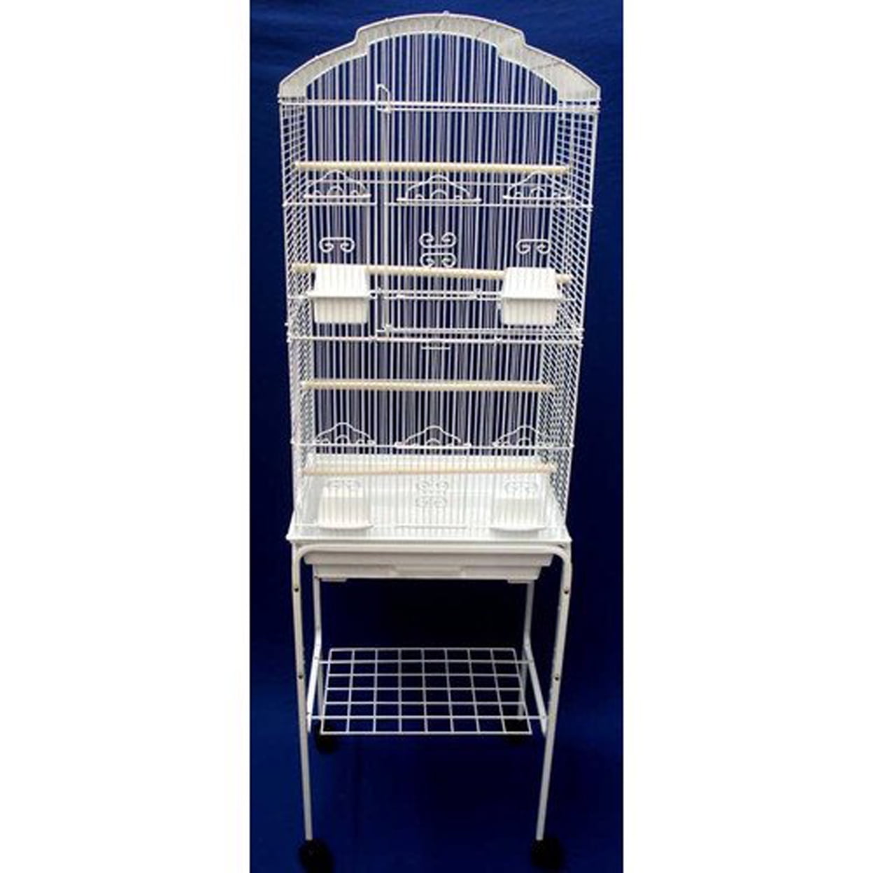 Ymlgroup 6804 3 by 8" Bar Spacing Tall Shall Top Small Bird Cage with Stand - 18"x14" in White