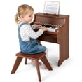 thumbnail image 1 of Costway 25 Keys Digital Piano with Music Stand Stool Lighted Keys Teaching Mode for 3+ Kids Brown, 1 of 10