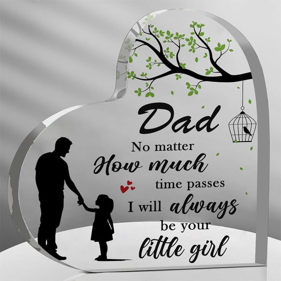 Dad Gifts from Daughter 3.9x3.9 Inch Acrylic Heart Keepsake Father's Day Christmas Birthday Gifts for Dad