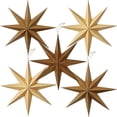 thumbnail image 1 of Faroles con forma de estrella de 8 puntas y 30 cm, SUNBEAUTY, papel de madera marrón, 1 of 7
