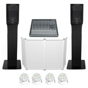 DJ Package with (2) JBL JRX212 2000w 12" Speakers+Mixer+Totem Style Stands+Façade
