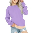 thumbnail image 2 of KAUOD Teen Girls Fleece Lined Sweater Thick Warm Crew Neck Pullover Sweatshirts Tops Kids Plain Long Sleeve Padded Clothes, 2 of 7