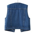 thumbnail image 4 of Frostluinai Women's Button Down Denim Vest Sleeveless Tank Tops Crew Neck Slim Fit Jean Jacket Waistcoat with Pockets S-5XL, 4 of 5