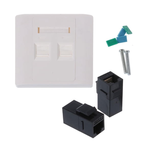 Yammee 86x86mm 2 Ports Cat6 Rj45 Network Wall Plug LAN Internet Straight Plug