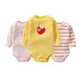 thumbnail image 2 of Emy Dola 3-Pieces Baby Boys Girls Rompers 100% Cotton Long Sleeve Onesies for 0-24M Infant Toddler Summer Spring Bodysuits, 2 of 7