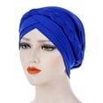 thumbnail image 2 of Limei Turban African Head Wrap for Women Pre-Tied Twisted Bonnet Beanie Cap (Sapphire Blue), 2 of 7