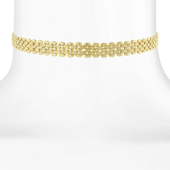 1928 Jewelry 14K Gold Dipped Textured Chain Choker Necklace For Women 12"   5" Extender