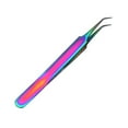 thumbnail image 2 of OdontoMed2011® Set of 2 Stainless Steel Multi Titanium Rainbow Color 3d Eyelash Extension Tweezers Pro Straight Angled + Semi Angled Fine Point Jewelry-making, Laboratory Work, 2 of 5