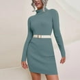 thumbnail image 2 of Women's Knitted Turtleneck Sweater Dress Long Sleeve Winter Warm Casual Elegant Outfit, 2 of 2