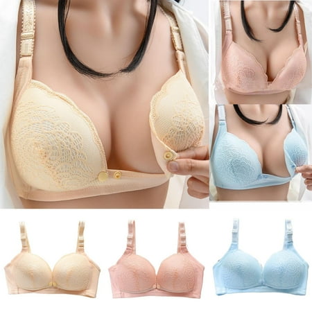CFLVAEK Nursing Bras for Women Wireless Maternity Bra Ultra Comfortable Push Up Bralette for Pregnancy Front Closure Cotton Bras Khaki XL