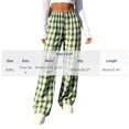 thumbnail image 3 of MYAOYI Womens High Waisted Gingham Wide Leg Trousers - Elastic Pull On Bottoms, 3 of 7