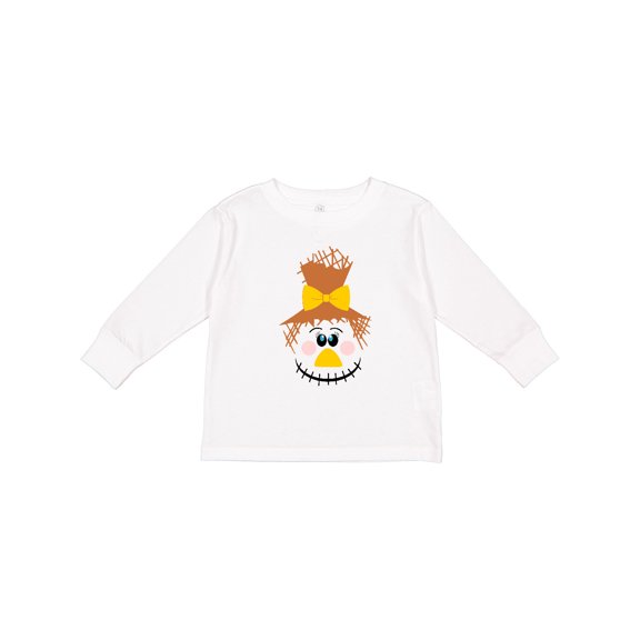 Inktastic Halloween Fall Cute Smiling Scarecrow Face Girls Long Sleeve Toddler T-Shirt