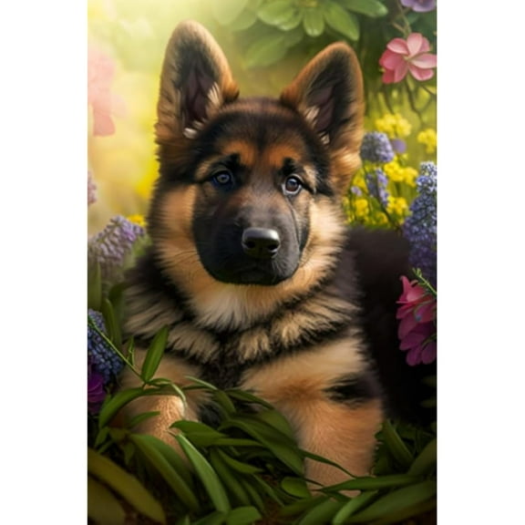 Jigsaw Puzzle for Adults, German Shepherd of The Garden Challenging Educational Fun Family Activities Games Toys Gifts Wooden Puzzles 500 Piece
