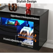 ChVans Floating TV Stand for TV's up to 75, Wall Mounted Floating Entertainment Center with LED Lights, Modern Wood TV Cabinet for Living Room, Bedroom,Black