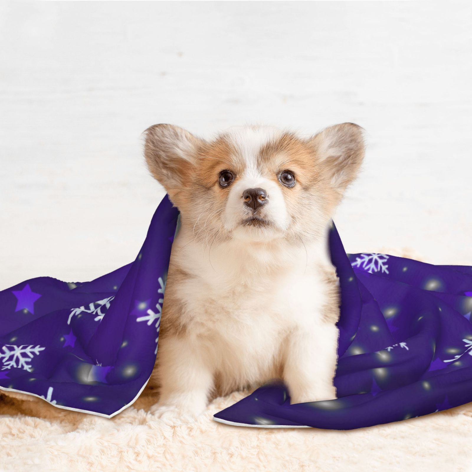 Naloa Dark Purple Snowflakes Dog Blanket, 3 Sizes Cat Blanket for Indoor Cats Large Medium Small Dog Gifts-Large