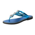 thumbnail image 2 of Mepaouo Women's Flat Slide Sandals Casual Bling Bohemian Thong Slip on Flip Flops Shoes Size 7.5, 2 of 9