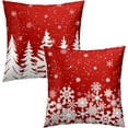 thumbnail image 2 of Christmas Throw Pillow Covers 20x20 Set of 2, Red White Xmas Trees and Snowflakes Farmhouse Decorative Pillow Cases Double Sided Printed Cushion Cover for Sofa Couch Home Decor, 2 of 4
