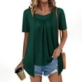 thumbnail image 2 of ZHENHONG T Shirts for Women,Summer Trendy Casual Short Sleeve Square Neck Blouses Plain Loose Graceful Tops,Green Women Blouses, 2 of 5