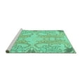 thumbnail image 2 of Ahgly Company Machine Washable Indoor Round Abstract Turquoise Blue Modern Area Rugs, 5' Round, 2 of 4