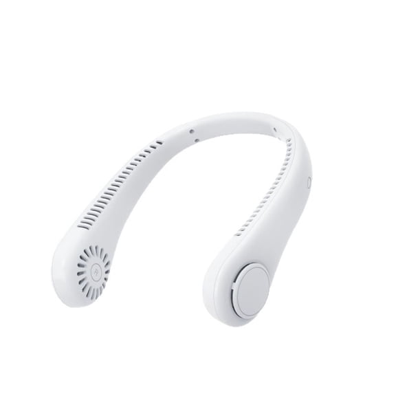 Rechargeable Neck Fan, White Portable USB Personal Cooling Neck Fan, Bladeless Wearable Mini Fan, 1200mAh Battery, 3-Speed Quiet Hands-Free Cooling Fan for Outdoor, Travel, Office