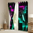 thumbnail image 4 of Homewish Futuristic Game Console Black Out Curtains, Purple Cyan Honeycomb Curtains Pack of 2 (42x63 Each), Teens Kids Boys Girls Bedroom Curtains, Black Out Curtains Room Decor, 4 of 6
