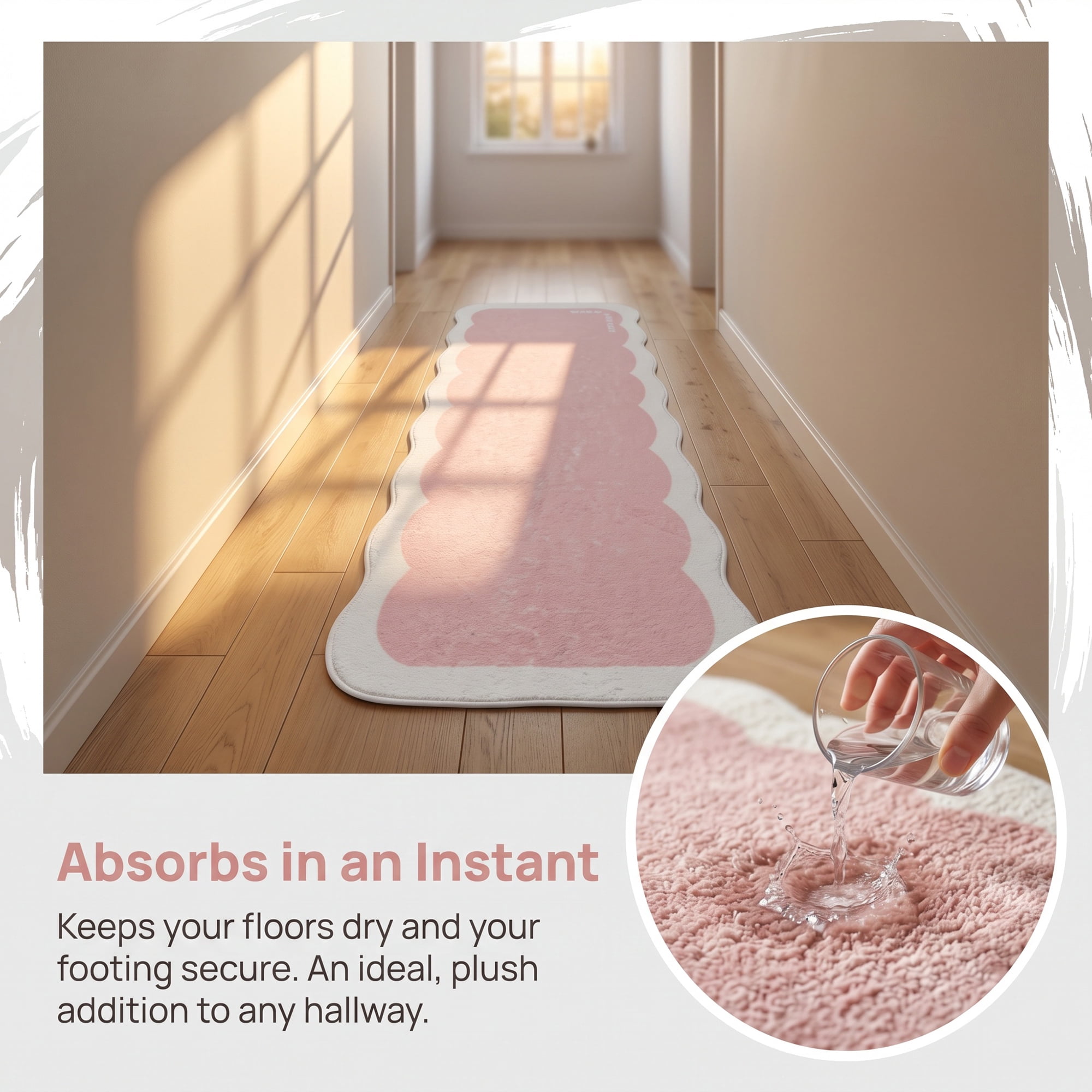 Unique Bargains Boho Kitchen Runner Rug Non Slip Machine Washable Light Pink 47" x 16"
