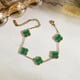 thumbnail image 3 of Pulsera de Eslabones con Flores Verdes JeenMata Bañada en Oro Amarillo, 3 of 6